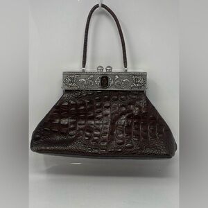 Vintage Moulin Rouge Brown Alligator Handbag by James Culver